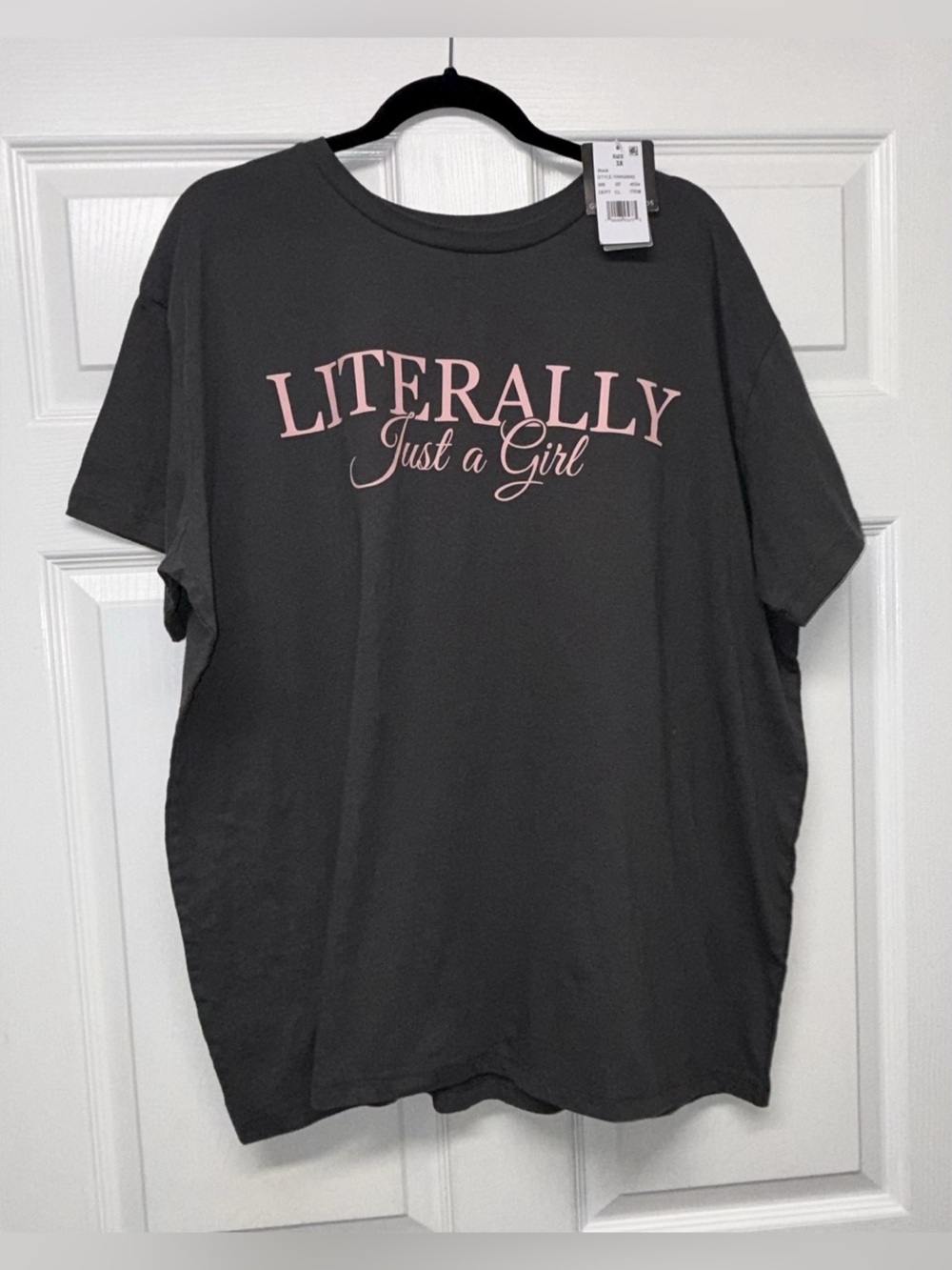NWT- Grayson Threads “Literally Just a Girl” Gray/Pink Graphic Tee | Size: 3X